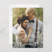 Elegant Botanical Wedding Save the Date Aankondigingskaart (Voorkant / Achterkant)