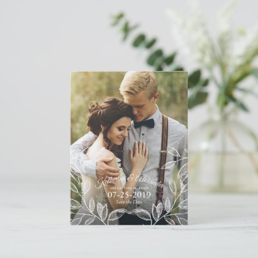 Elegant Botanical Wedding Save the Date Aankondigingskaart (Staand voorkant)