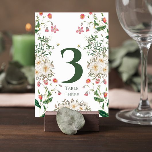 Elegant Botanical Wedding Table Number Kaart