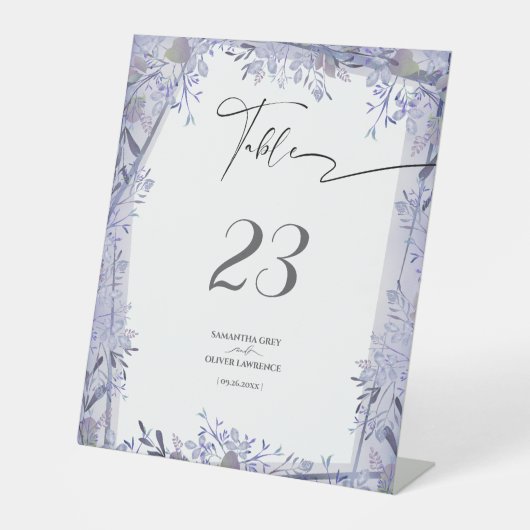 Elegant Botanical Wedding Table Number Sign Reclamebord Met Voetstuk (Voorkant)