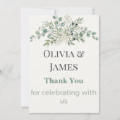 Elegant Botanical Wedding Thank You Card Bedankkaart (Voorkant)