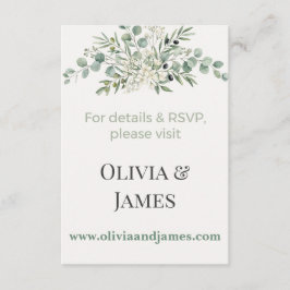 Elegant Botanical Wedding Website Insert Card Advieskaart