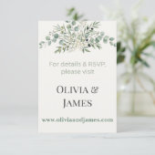 Elegant Botanical Wedding Website Insert Card Advieskaart (Staand voorkant)