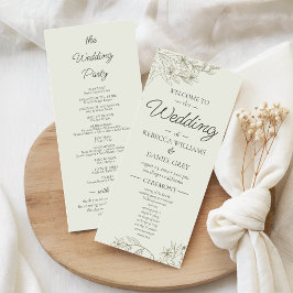 Elegant Botanical Wedding Welcome Ceremony Program Menu