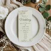Elegant Botanical Wedding Welcome Ceremony Program Menu