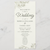 Elegant Botanical Wedding Welcome Ceremony Program Menu (Voorkant)