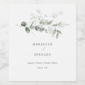 Elegant Botanical Wedding Wijn Etiket (Enkel label)