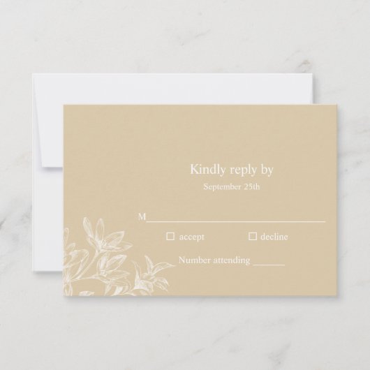 Elegant Botanical White Floral Wedding RSVP Kaart (Voorkant)