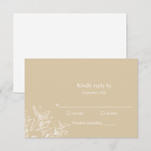 Elegant Botanical White Floral Wedding RSVP Kaart (Voorkant / Achterkant)