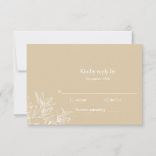 Elegant Botanical White Floral Wedding RSVP Kaart