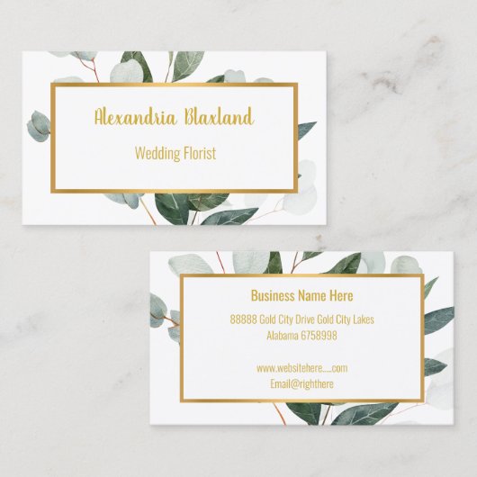 ELEGANT BOTANICAL WHITE VISITEKAARTJE (Voorkant / Achterkant)