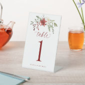 Elegant Botanical Winter Wedding Table Numbers Reclamebord Met Voetstuk (Insitu)