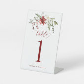 Elegant Botanical Winter Wedding Table Numbers Reclamebord Met Voetstuk (Voorkant)