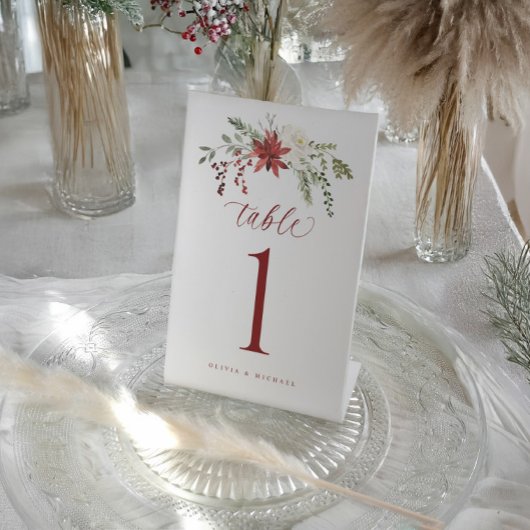 Elegant Botanical Winter Wedding Table Numbers Reclamebord Met Voetstuk