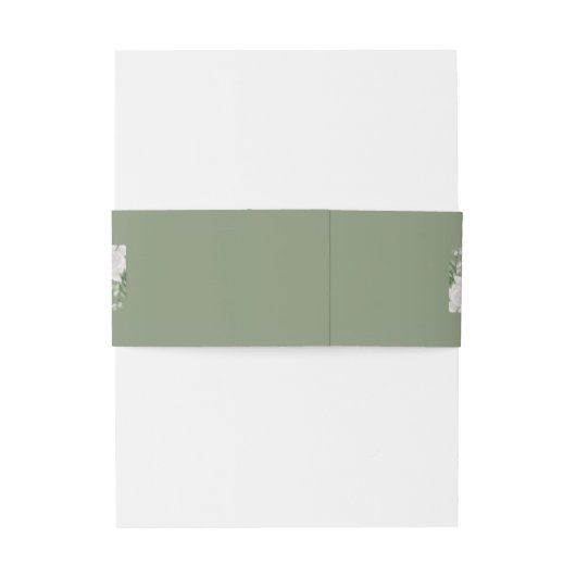 Elegant Botanical Wrap | Sage Green Belly Band Uitnodigingen Wikkel (Achterkant Voorbeeld)