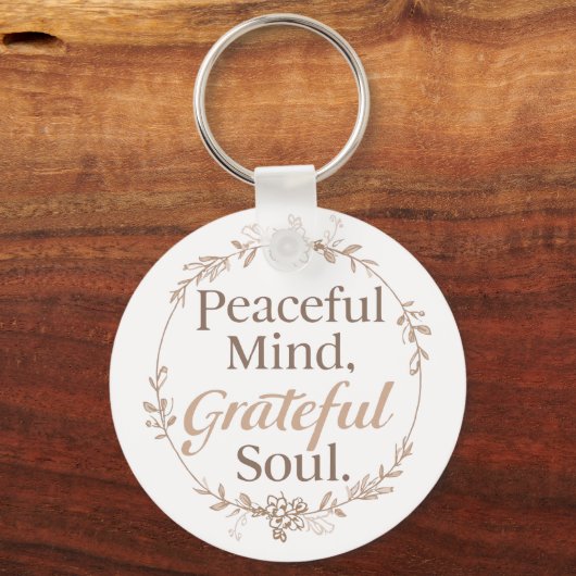 Elegant Botanical Wreath with Zen Quote Sleutelhanger (Voorkant)