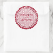 Elegant botanicals Cranberry Wedding Ronde Sticker (Tas)