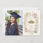 Elegant  botanisch Afstuderen Aankondiging (Voorkant)