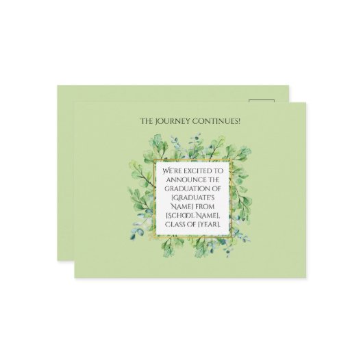 Elegant Botanisch Afstuderen Briefkaart (Voorkant / Achterkant in situ)