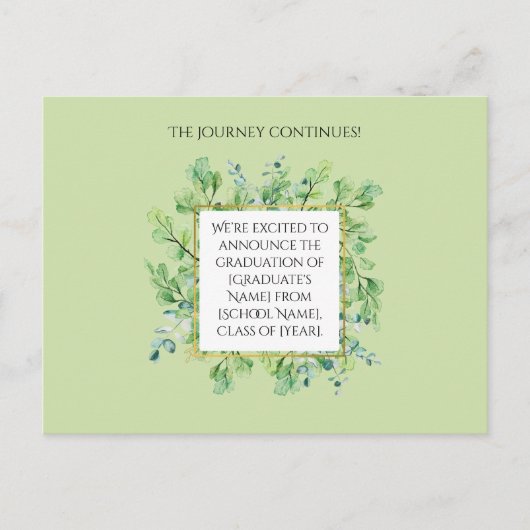 Elegant Botanisch Afstuderen Briefkaart (Voorkant)