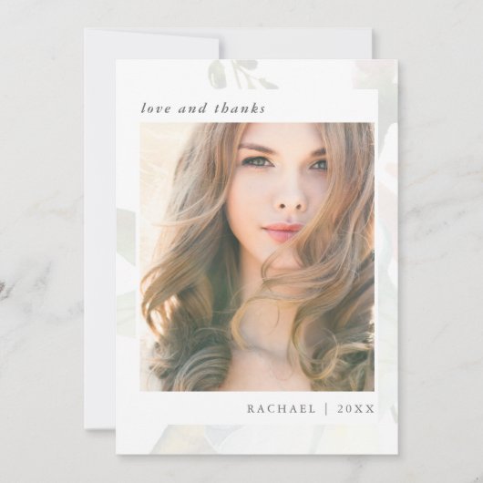 Elegant Botanisch Afstuderen Foto Dank u Bedankkaart (Voorkant)