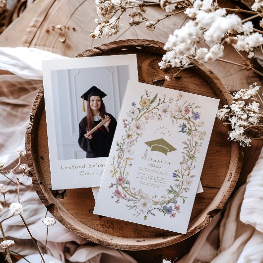 Elegant  botanisch Afstuderen Kaart