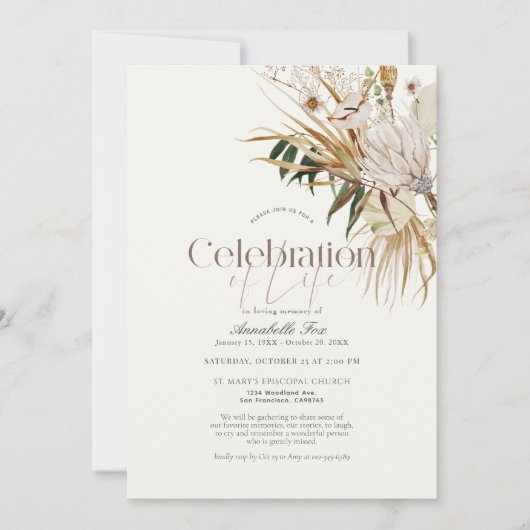 Elegant botanisch begrafenismonument van Boho Kaart (Voorkant)