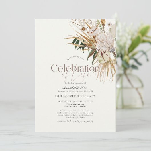 Elegant botanisch begrafenismonument van Boho Kaart (Staand voorkant)