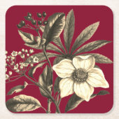 Elegant  Botanisch Beige Kerst Roos Kartonnen Onderzetters (Voorkant)