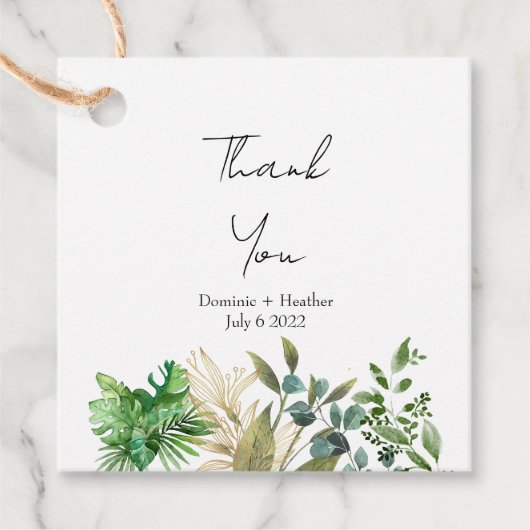 Elegant botanisch blad bedankjes labels (Voorkant)