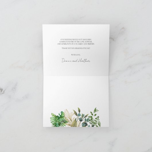 Elegant botanisch blad bedankkaart (Binnen)