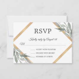 Elegant Botanisch Blad Blad Blad Goud Folie Bruilo RSVP Kaartje