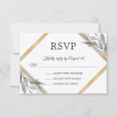 Elegant Botanisch Blad Blad Blad Goud Folie Bruilo RSVP Kaartje (Voorkant)