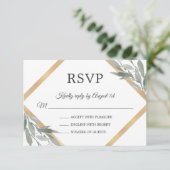Elegant Botanisch Blad Blad Blad Goud Folie Bruilo RSVP Kaartje (Staand voorkant)