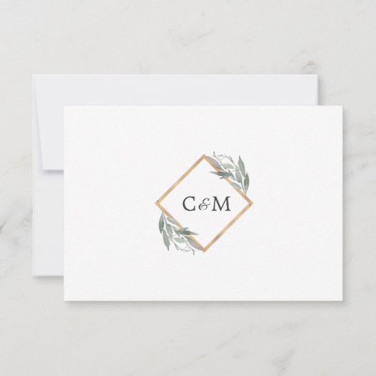 Elegant Botanisch Blad Blad Blad Goud Folie Bruilo RSVP Kaartje (Achterkant)