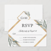 Elegant Botanisch Blad Blad Blad Goud Folie Bruilo RSVP Kaartje (Voorkant / Achterkant)