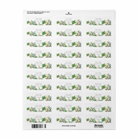 Elegant botanisch blad etiket (Full Sheet)