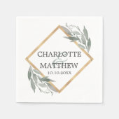 Elegant Botanisch Blad Salie Groen Goud Bruiloft Servet (Voorkant)