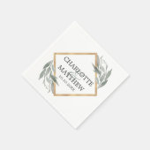 Elegant Botanisch Blad Salie Groen Goud Bruiloft Servet (Hoek)