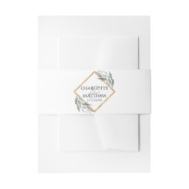 Elegant Botanisch Blad Salie Groen Goud Bruiloft Uitnodigingen Wikkel