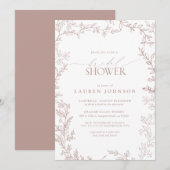 Elegant Botanisch Blad Stoffig Roos Vrijgezellenfe Kaart (Voorkant / Achterkant)