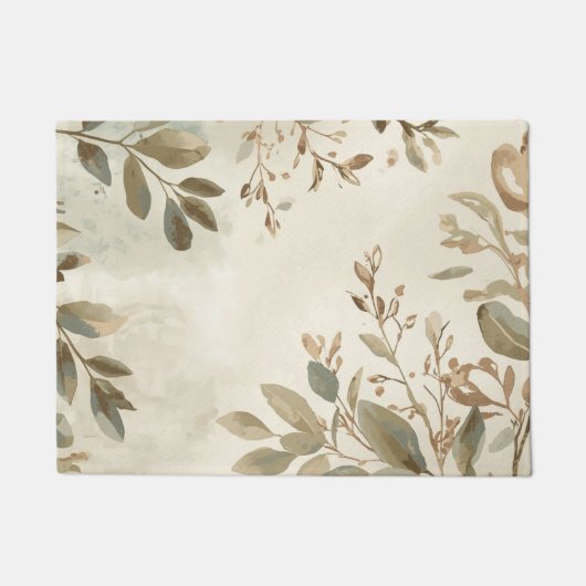 Elegant Botanisch Blad Vloerkleed Deurmat (Voorkant)