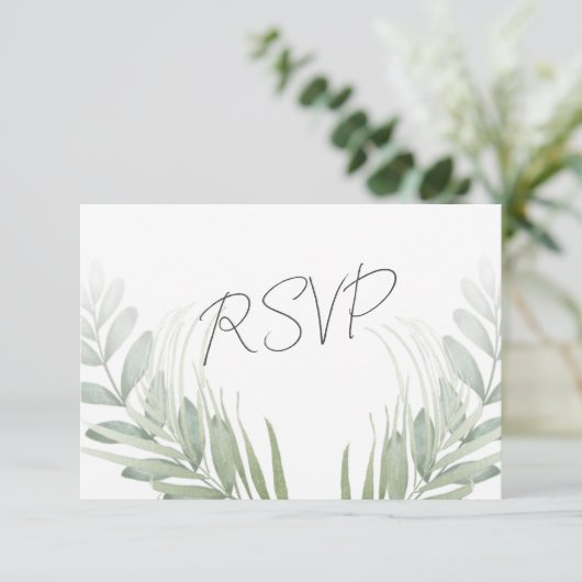 Elegant Botanisch Bladblad Sage Groen RSVP (Staand voorkant)