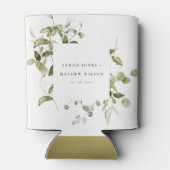 Elegant Botanisch Bladblad Waterverf Bruiloft Blikjeskoeler (Achterkant)