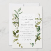 Elegant Botanisch Bladblad Waterverf Bruiloft Kaart (Voorkant)