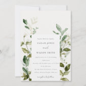 Elegant Botanisch Bladblad Waterverf Bruiloft Kaart (Voorkant)