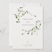 Elegant Botanisch Bladblad Waterverf Bruiloft Kaart (Achterkant)