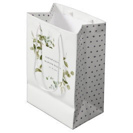 Elegant Botanisch Bladblad Waterverf Bruiloft Medium Cadeauzakje