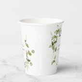 Elegant Botanisch Bladblad Waterverf Bruiloft Papieren Bekers (Rechts)