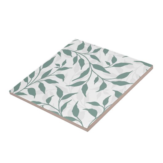 Elegant Botanisch Bladdans Blad HD Wit Blauwgroen Tegeltje (Zijkant)